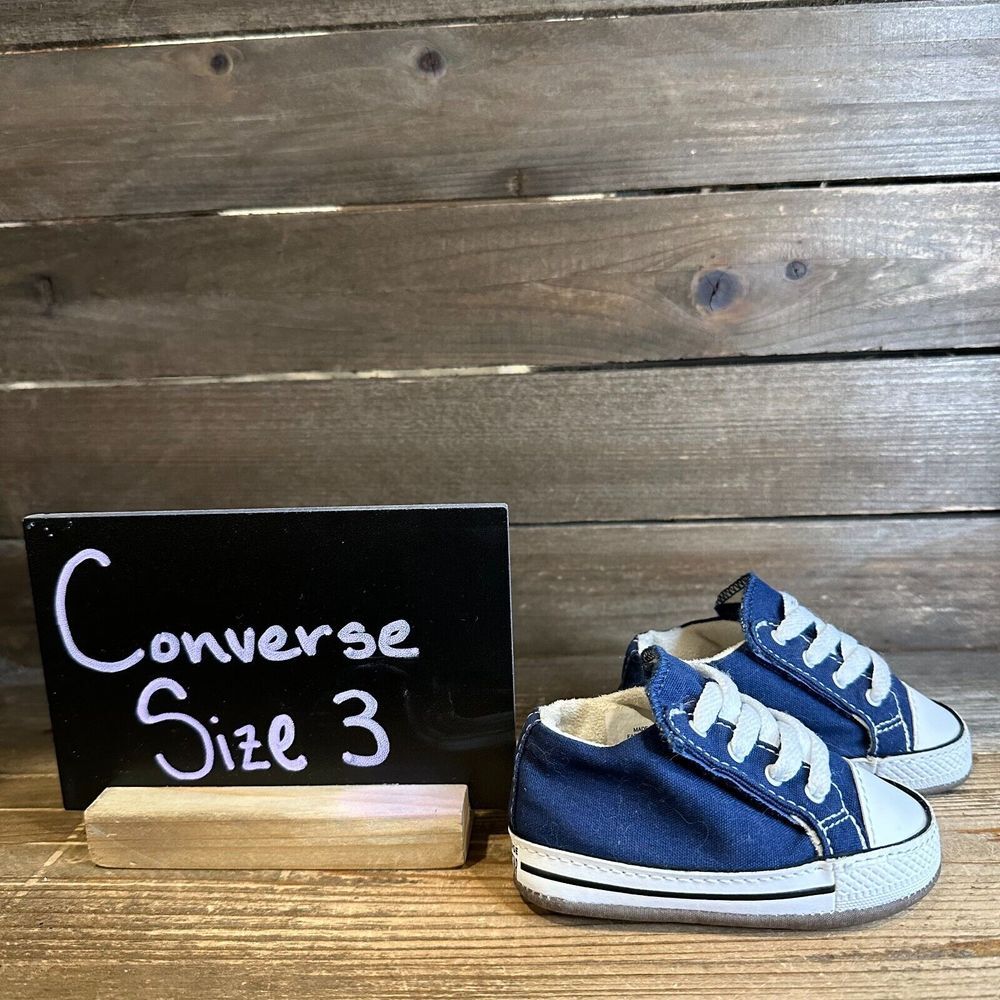 Baby Converse CTAS Navy Blue Canvas Casual Comfort Slip On Sneakers Shoes Size 3